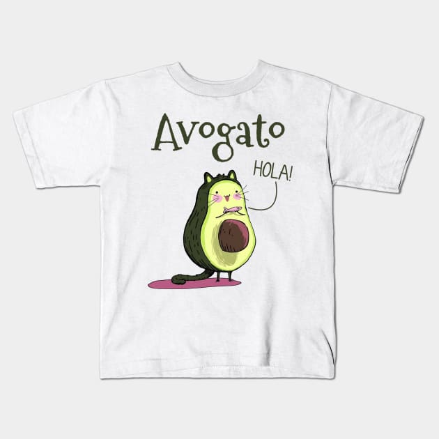 Avogato T-shirt Funny Avocado Cat Gift Kids T-Shirt by Danielsmfbb